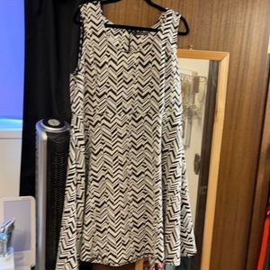 Plus size black and white skater dress